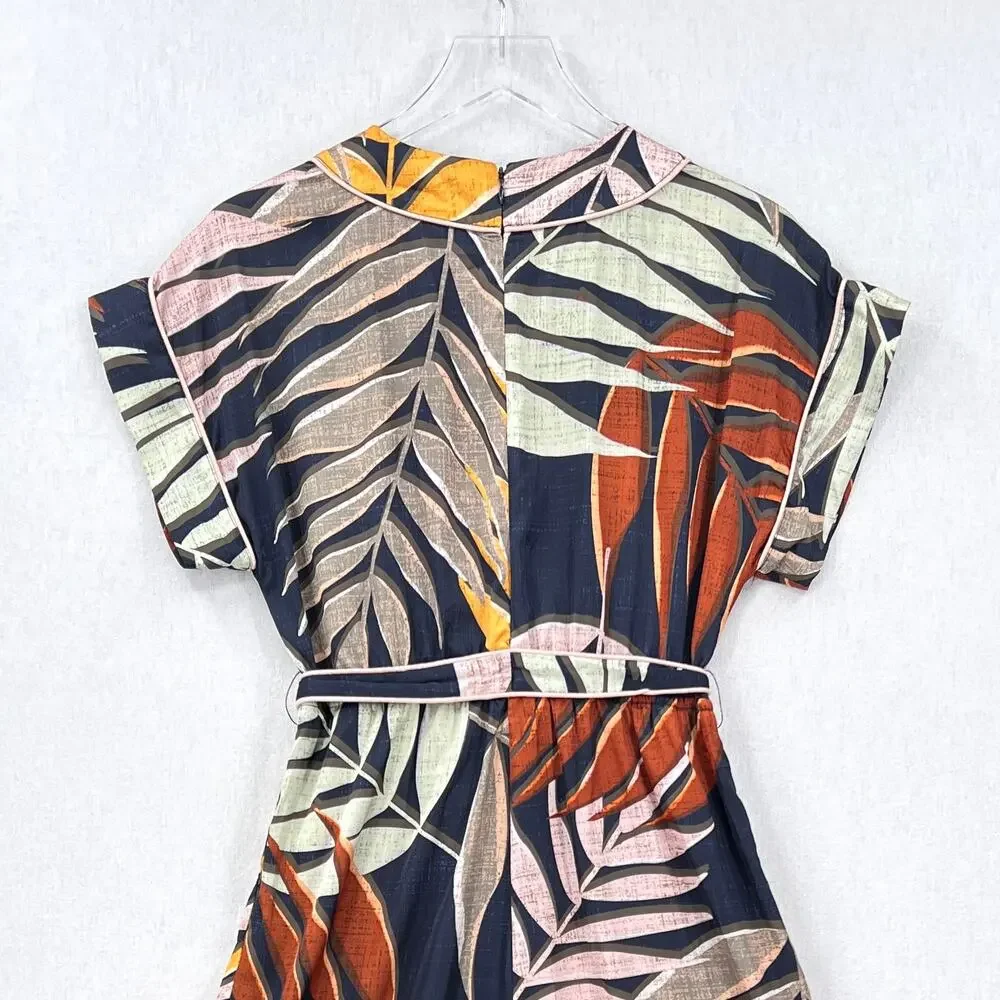 ANTHROPOLOGIE HUTCH Jess Jumpsuit Womens Small Leaf Print Short Sleeve V-neck - Picture 6 of 16